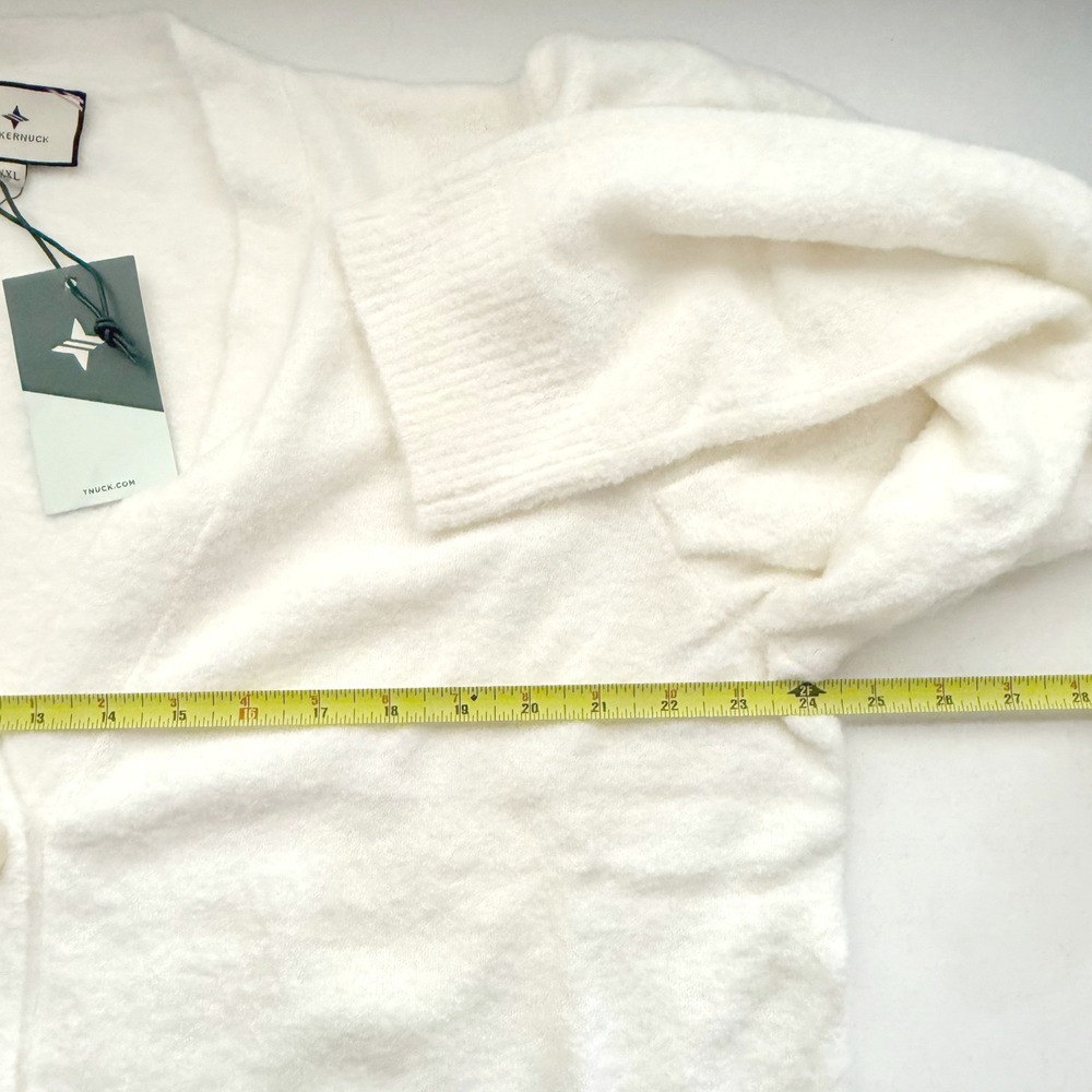 Tuckernuck Pippa Cardigan White Puff Shoulder Wool Mohair Blend Sweater XXL NWT - Picture 7 of 10